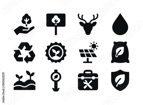 Conservation Icon Collection. Conservation projects. Solid icon
