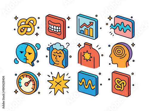 Inner Tension Icons. Inner Tension. Colorful isometric vector ic