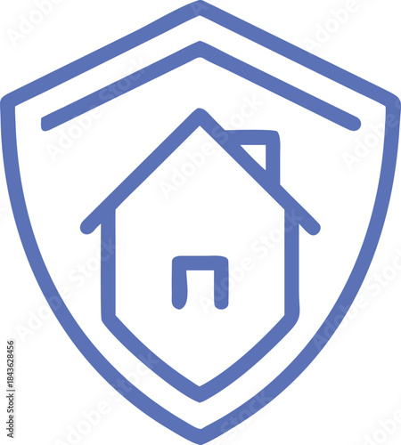 Home Insurance Icon House Protection Shield Security Real Estate Safety Vector Illustration