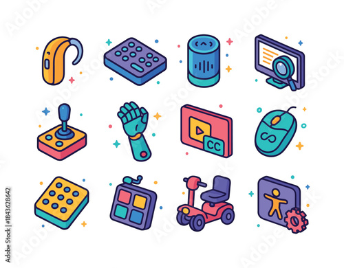Colorful Assistive Tech Icons. Assistive technology. Colorful is