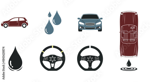 Automotive maintenance and car care icons set.