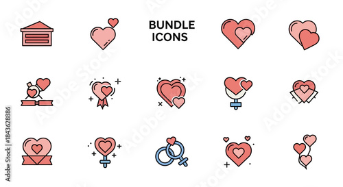 Bundle of Heart Icons for Love and Romance Themes.