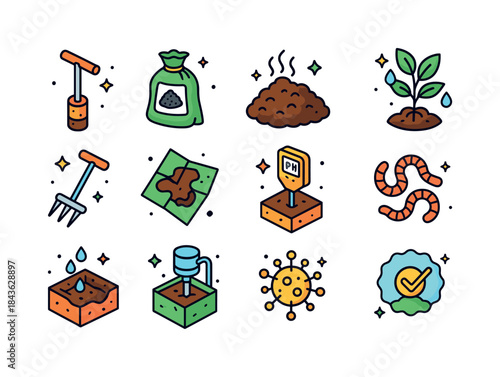 Soil Remediation Icons. Soil remediation. Colorful isometric vec
