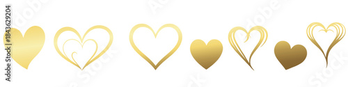 Golden Hearts: A collection of exquisite, golden hearts, radiating warmth and elegance, are arranged against a pristine backdrop, creating a symbol of affection.