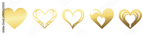 Golden Hearts Collection: A spectrum of gold hearts, each crafted with unique designs, radiates elegance and charm. perfect for symbolizing love, compassion, and precious moments.