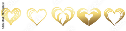 Golden Hearts Design: A collection of meticulously crafted, elegant golden heart designs, each a testament to the beauty of love and design with graceful curves and intricate details.