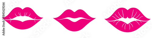 Kiss Icons: A set of pink lip icons represents a range of expressions, capturing the essence of affection and intimacy. 