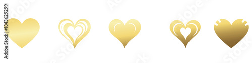 Golden Hearts: A captivating collection of intricately designed golden hearts, each showcasing unique artistic details.
