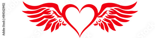 Love's Ascent: A heartfelt embrace takes flight, where two wings tenderly cradle a symbol of affection, expressing the eternal dance of love.