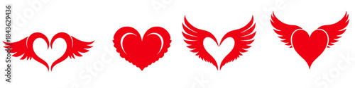 Ethereal Hearts: An array of stylized, heart-shaped symbols adorned with delicate wings, conveying notions of love and freedom.