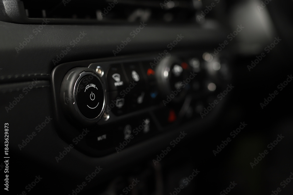 Fototapeta premium Turn on the radio in the car.