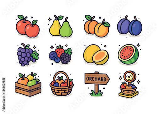 Farm Produce Icons. Farm produce. Colorful isometric vector icon