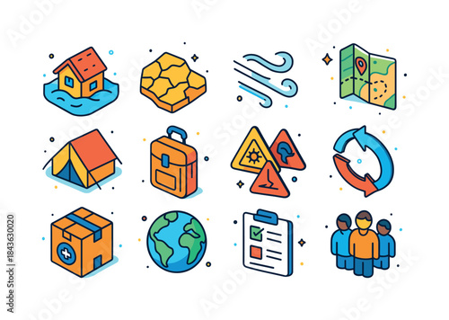 Environmental Displacement Icons. Environmental Displacement. Co