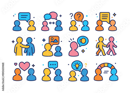 Colorful Communication Icons. Communication techniques. Colorful