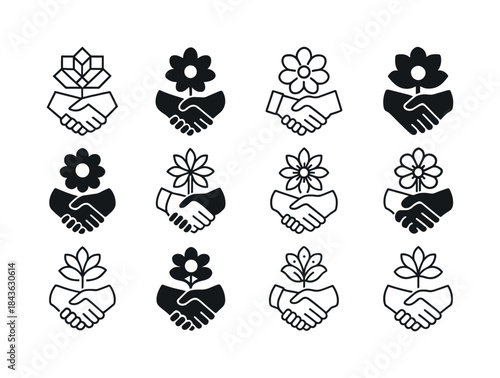 Floral Logo Icons. Greet with flowers. Icon set. Set Logo of Gre