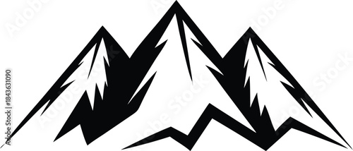 Minimal Mountain Peaks Silhouette, Outdoor Nature Vector