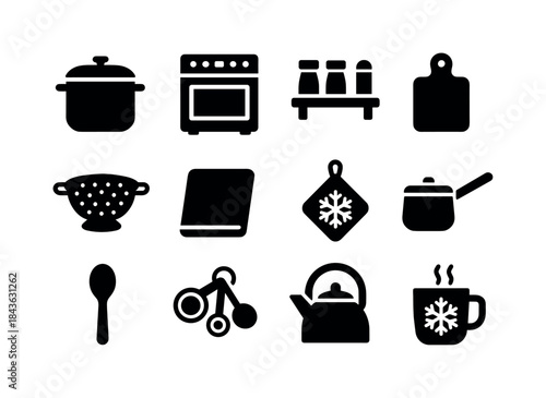 Holiday Kitchen Icons. Holiday Kitchen. Solid icon set of Holida