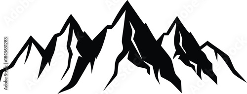 Minimal Mountain Peaks Silhouette, Outdoor Nature Vector