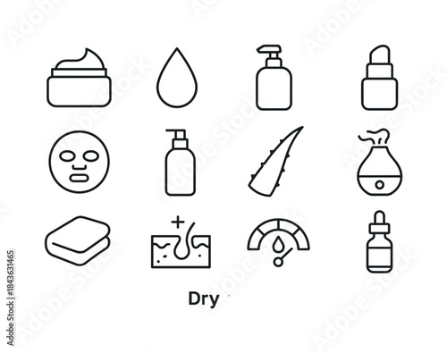 Dry Skin Care Icons. Dry