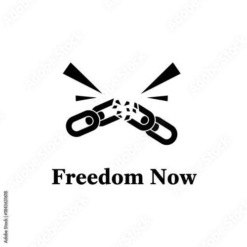 Broken Chain Link Freedom Silhouette Icon on Transparent Background
