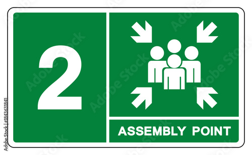 Assembly Point 2 Symbol Sign, Vector Illustration, Isolated On White Background Label .EPS10