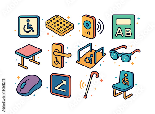 Colorful Accessibility Icons. Universal Accessibility. Colorful