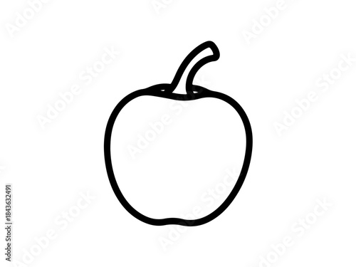 Simple black outline drawing of a single apple with a stem on a white background.
