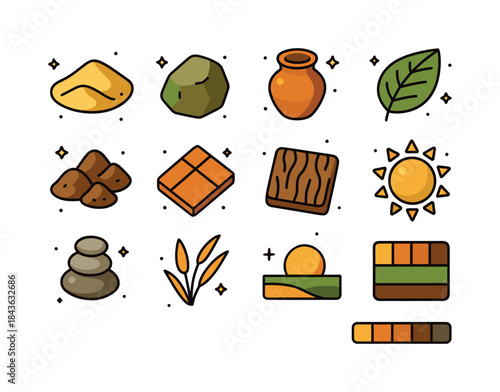 Isometric Earth Tones. Earth Tones. Colorful isometric vector ic