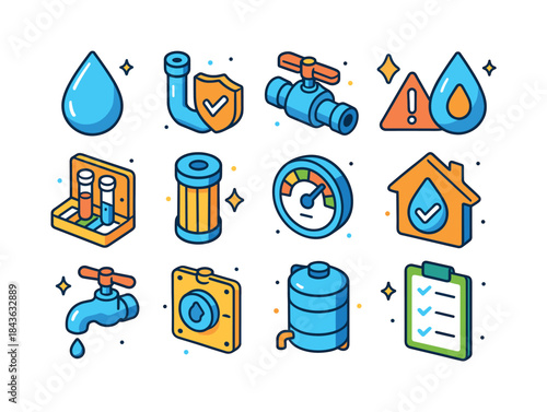 Water Safety Icons. Water Safety. Colorful isometric vector icon