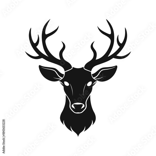 Majestic stag head silhouette with antlers