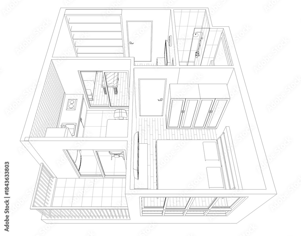 Fototapeta premium 3D illustration of interior project 