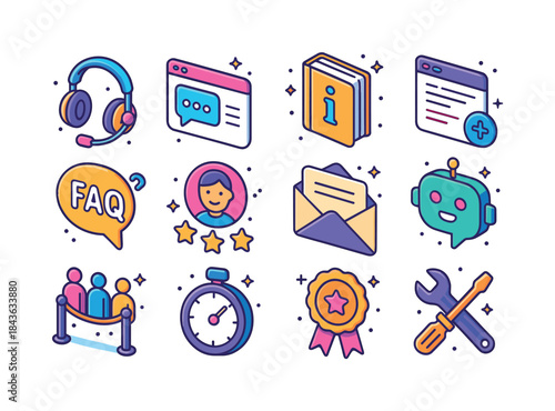 Colorful Customer Support Icons. Customer support. Colorful isom
