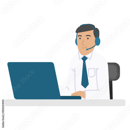 Vector illustration of a customer service / call center employee