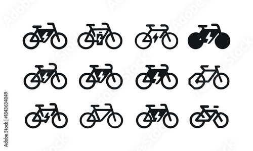 Electric Bicycle Logos. electric bicycles. Icon set. Set Logo of