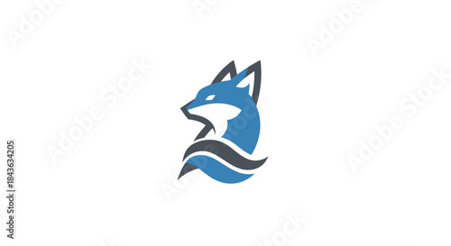Modern abstract blue fox logo