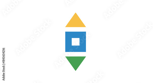 Minimalist abstract geometric shapes with upward and downward arrows