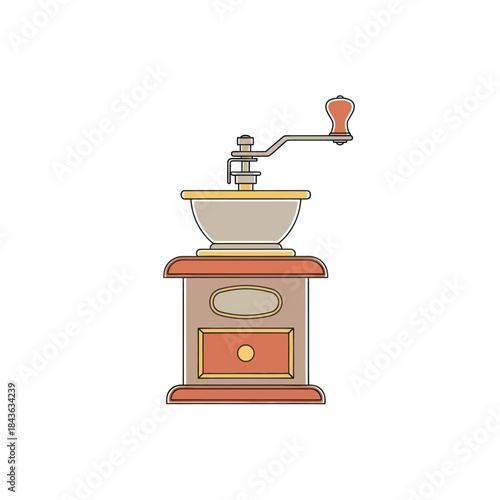 Vintage manual coffee grinder with crank handle