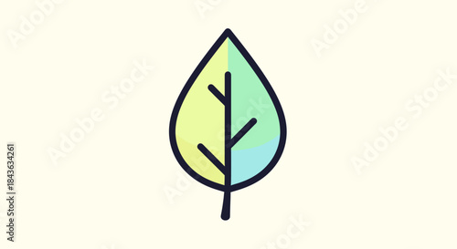 Stylized green leaf illustration icon for nature and ecology concepts.