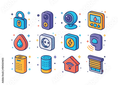 Smart Home Icons. Smart home. Colorful isometric vector icons se