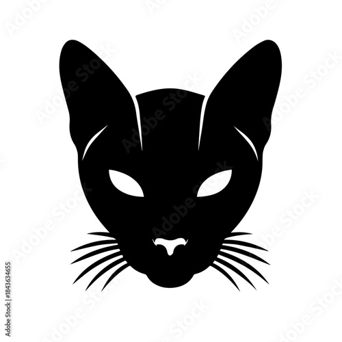  Black & white vector silhouette of a CAT on white background