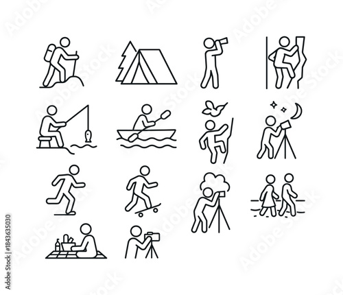 Outdoor Activities Icons. Outdoor Activities. Line icon set of O
