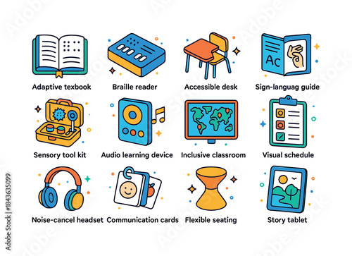 Inclusive Education Icons. Inclusive Education. Colorful isometr