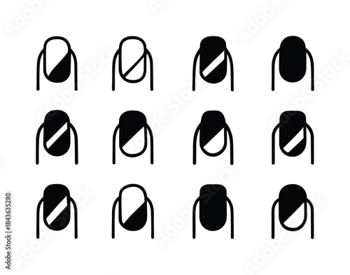 Foil Nails Emblems. Foil nails. Icon set. Set Logo of Foil nails