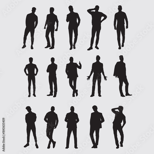 Collection of Male Silhouettes in Various Poses