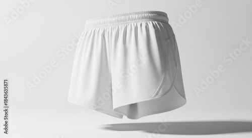 White Athletic Running Shorts Mockup Floating on Bright Background