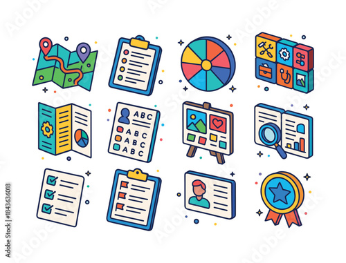Career Exploration Icons. Career exploration. Colorful isometric