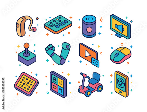 Colorful Assistive Tech Icons. Assistive technology. Colorful is