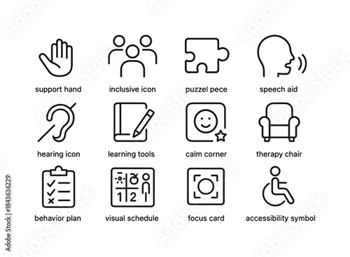 Inclusive Icon Set. parent-teacher meetings