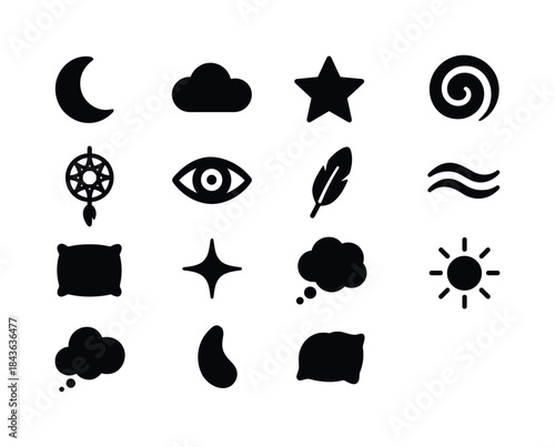 Dream Symbols Icon Set. Dream Symbols. Solid icon set of Dream S