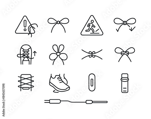 Shoelace Safety Icons. Shoelace Safety Icons. Line icon set of S